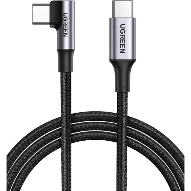 UGREEN USB-C til USB-C vinklet 100W PD kabel, 3m - Sort