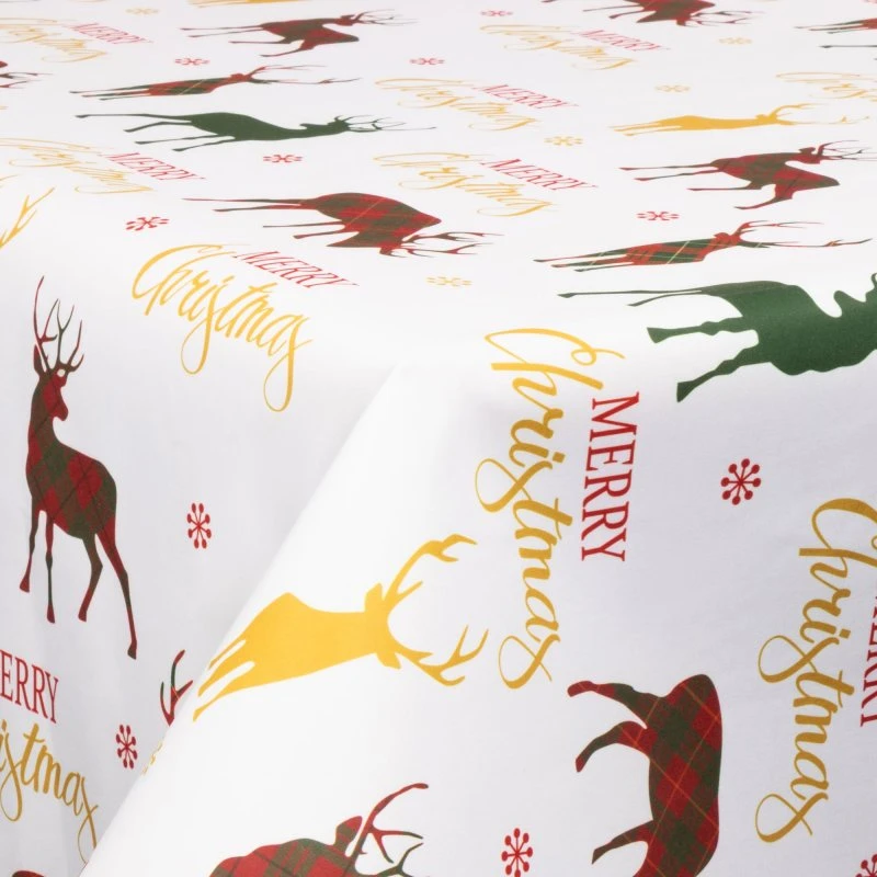 Jule voksdug 140 cm - Merry Christmas på metermål
