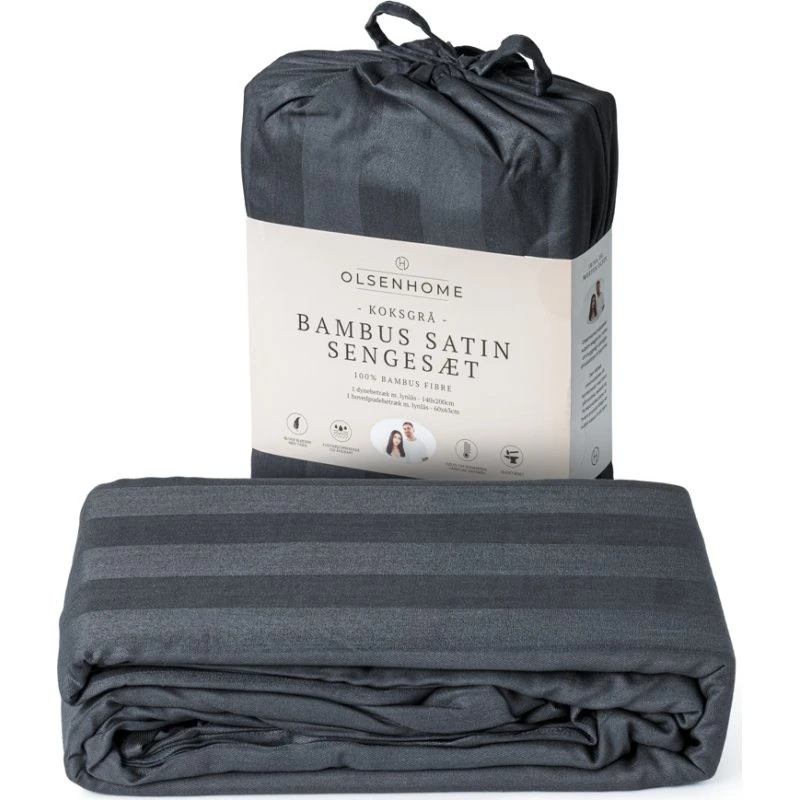 OlsenHome Bambus sengesæt 140x220 – Koksgrå 200TC