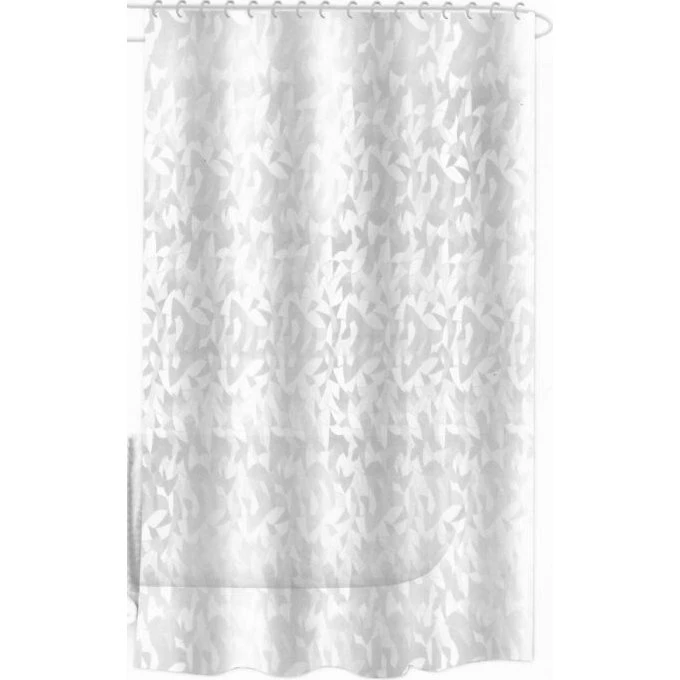 Badeforhæng 180x180 cm - mat hvid med mønster