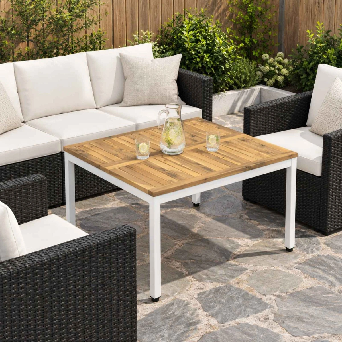 vidaXL Sofabord Hvid 80 x 80,5 x 45 cm i Massivt Akacietræ