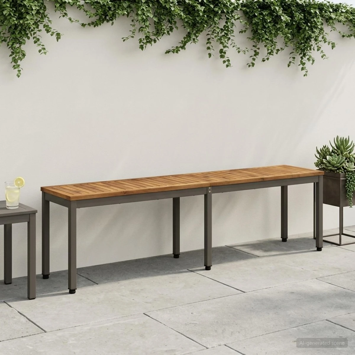 vidaXL Havebænk i massivt akacietræ, 161 x 35 x 45 cm - Naturlig/Kaffe