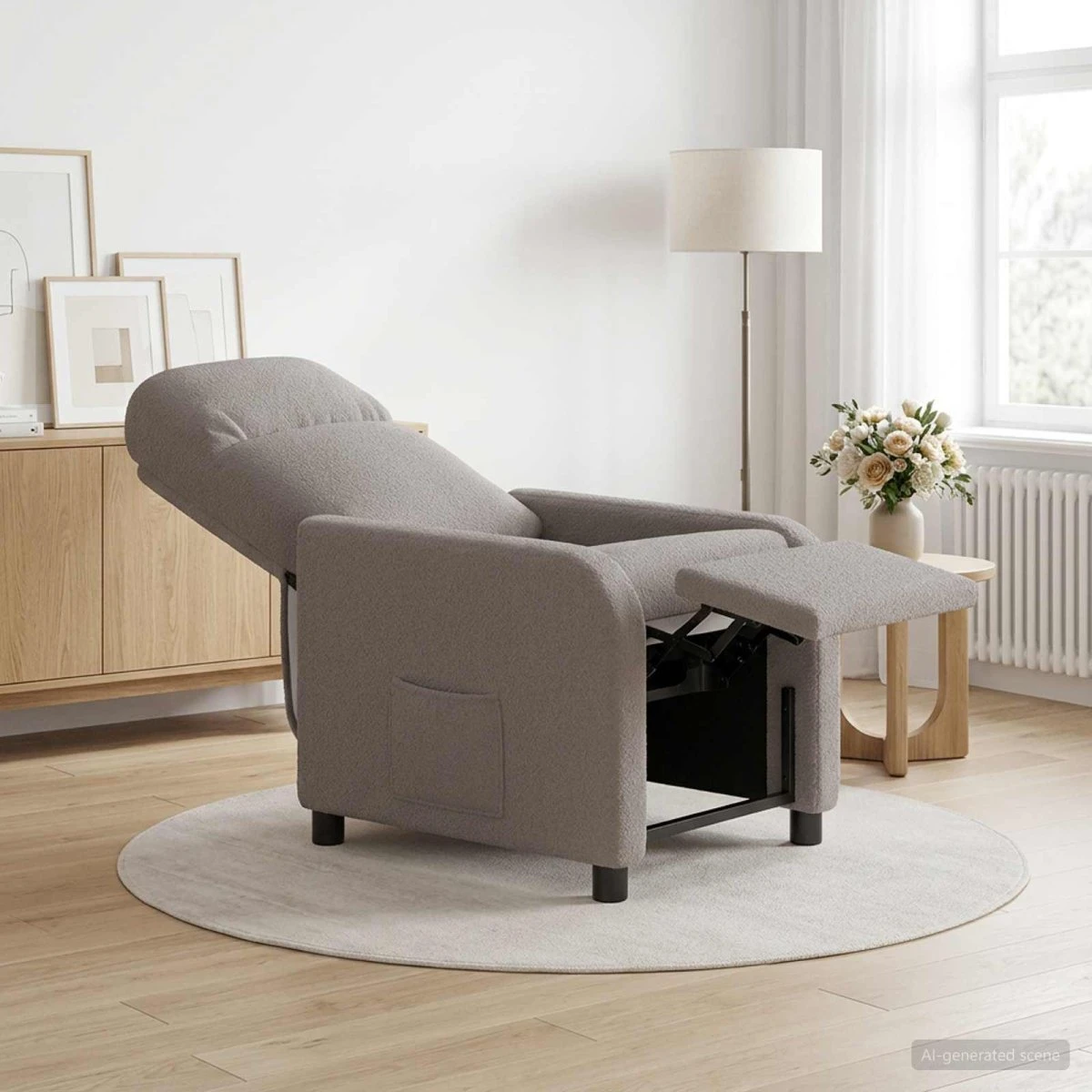 vidaXL Recliner i lysegrå bouclé