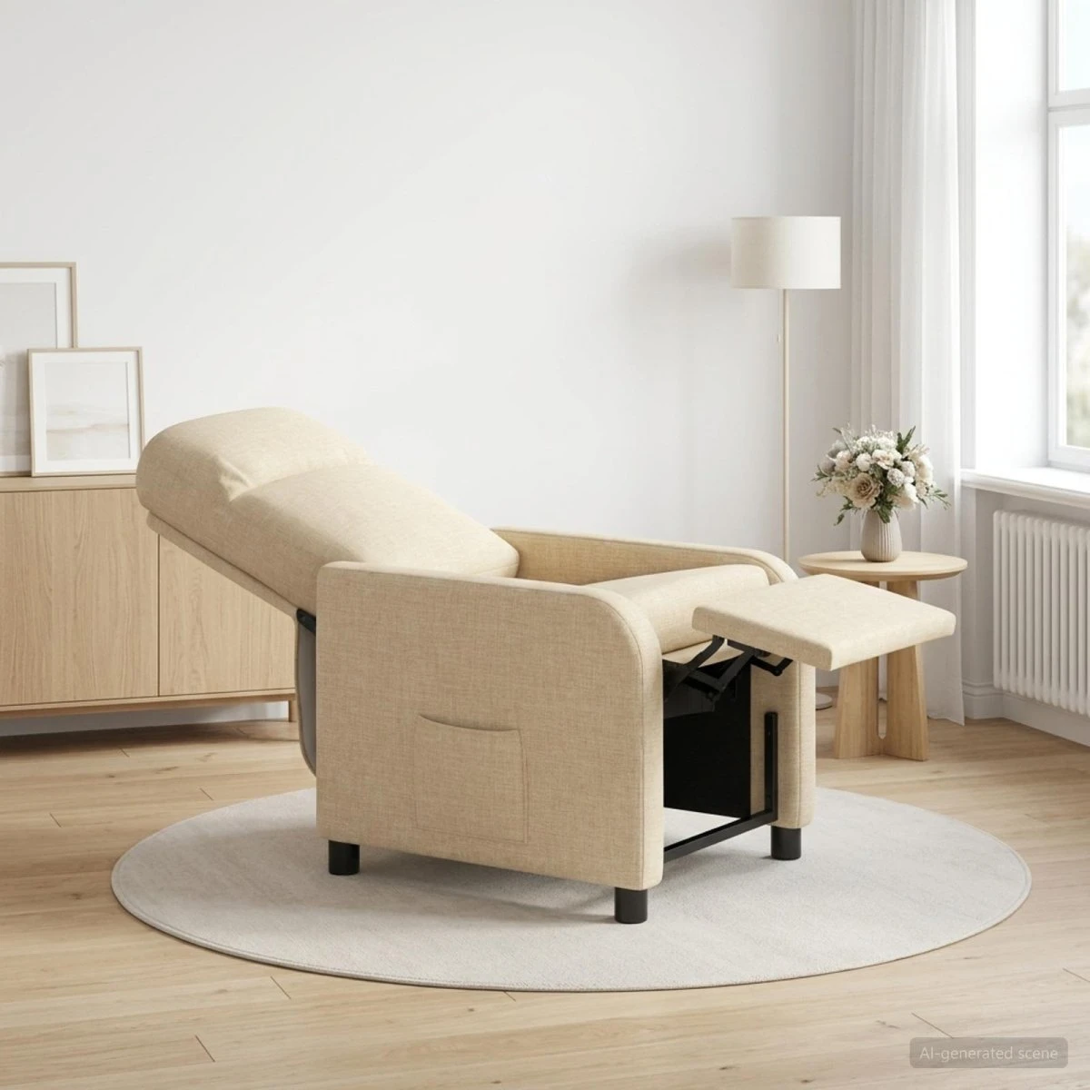 vidaXL Recliner i cremefarvet stof