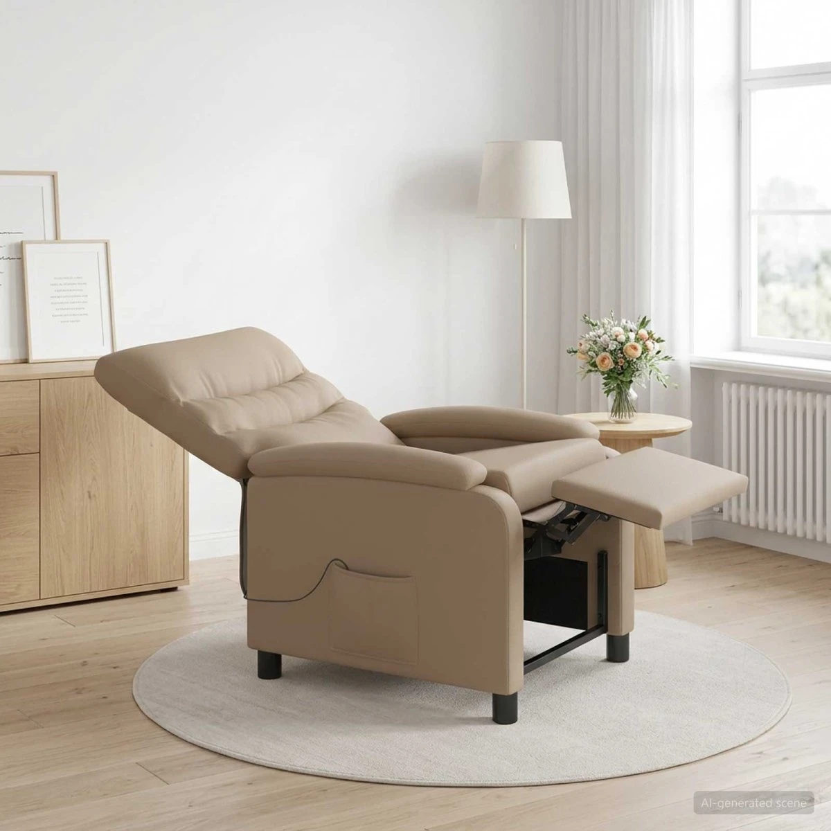 vidaXL Massage Lænestol i Cappuccino Kunstlæder