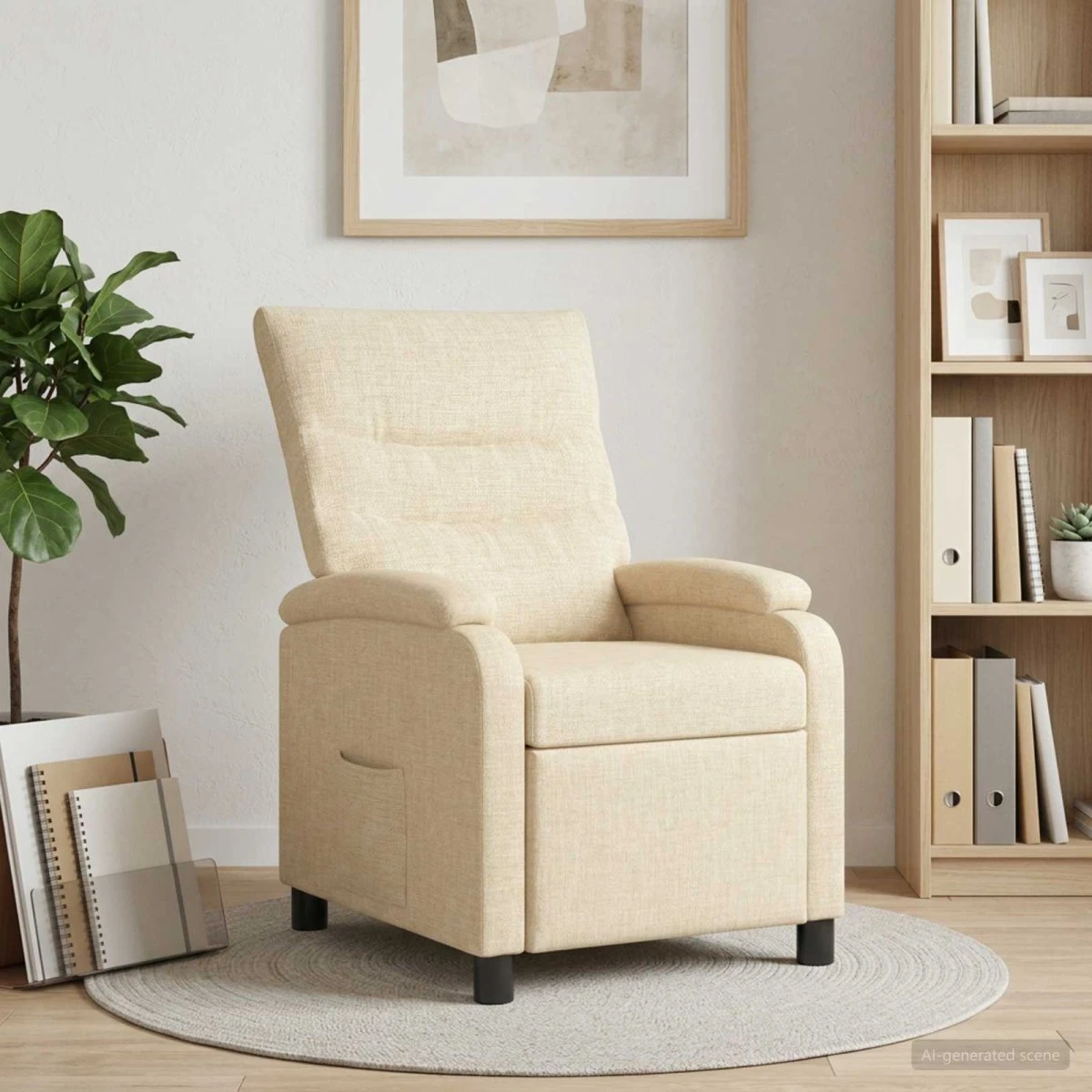 vidaXL Recliner i cremefarvet stof