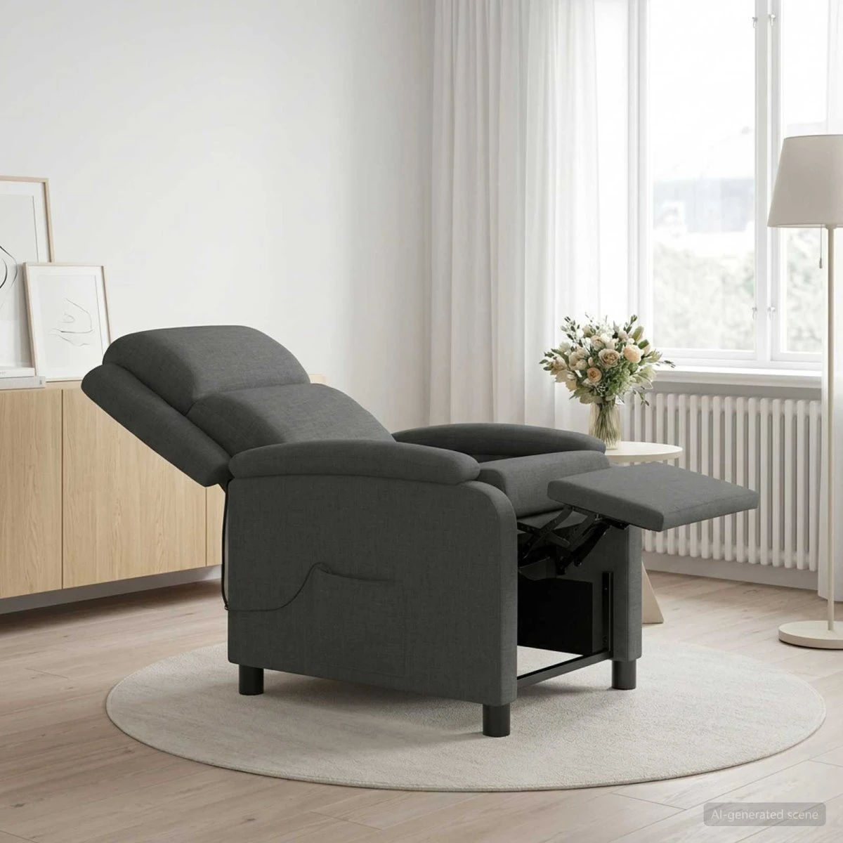 vidaXL Massage Lænestol i mørkegråt stof med reclinerfunktion