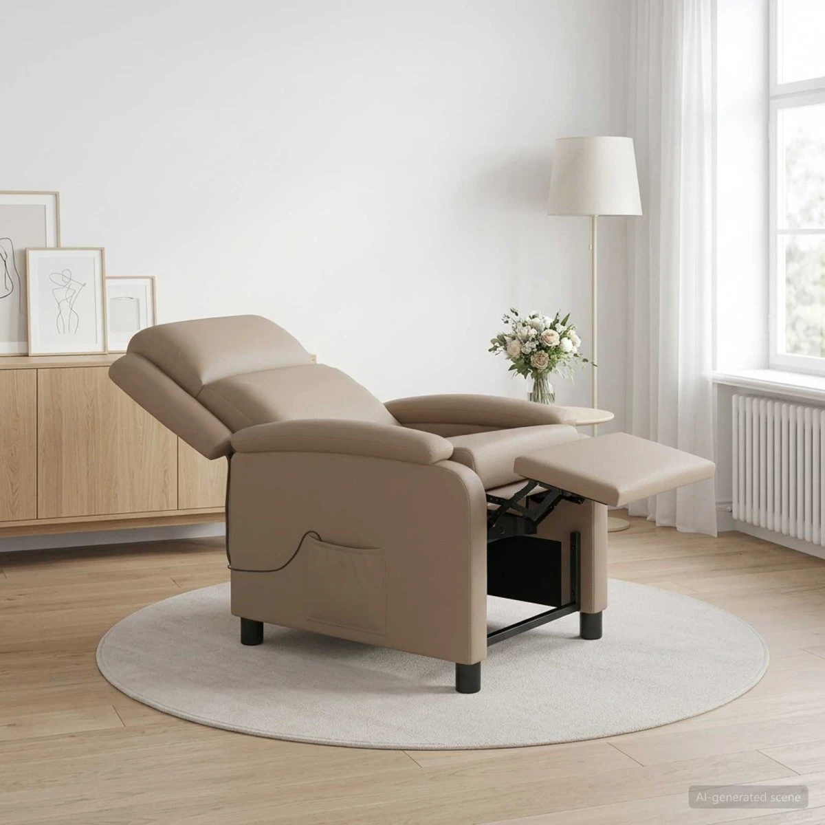 vidaXL Massagelænestol Cappuccino Kunstlæder