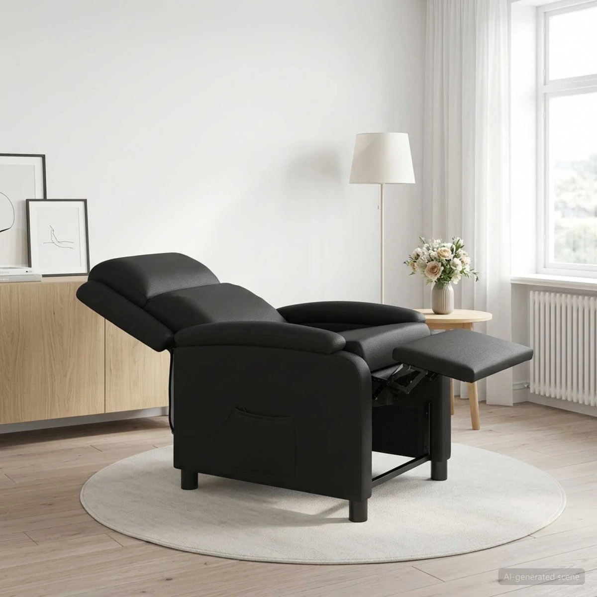vidaXL Massagelænestol i sort kunstlæder med reclinerfunktion