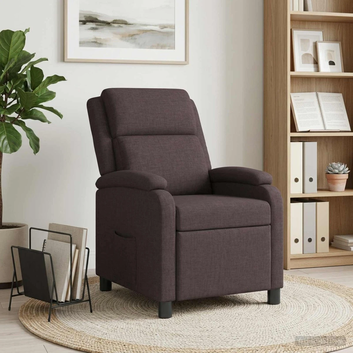 vidaXL Recliner Mørk Brun Stof