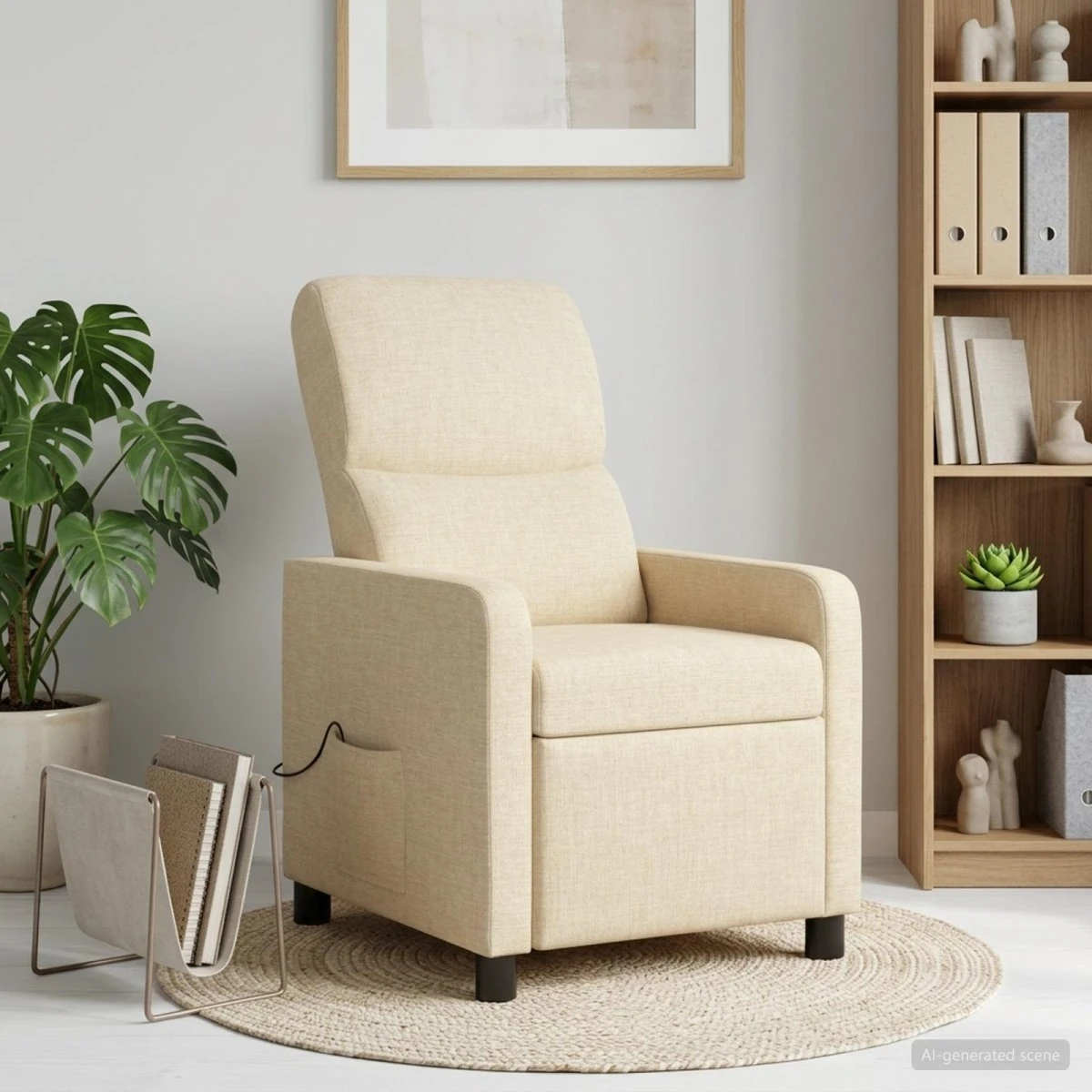 vidaXL Massagelænestol i cremefarvet polyester