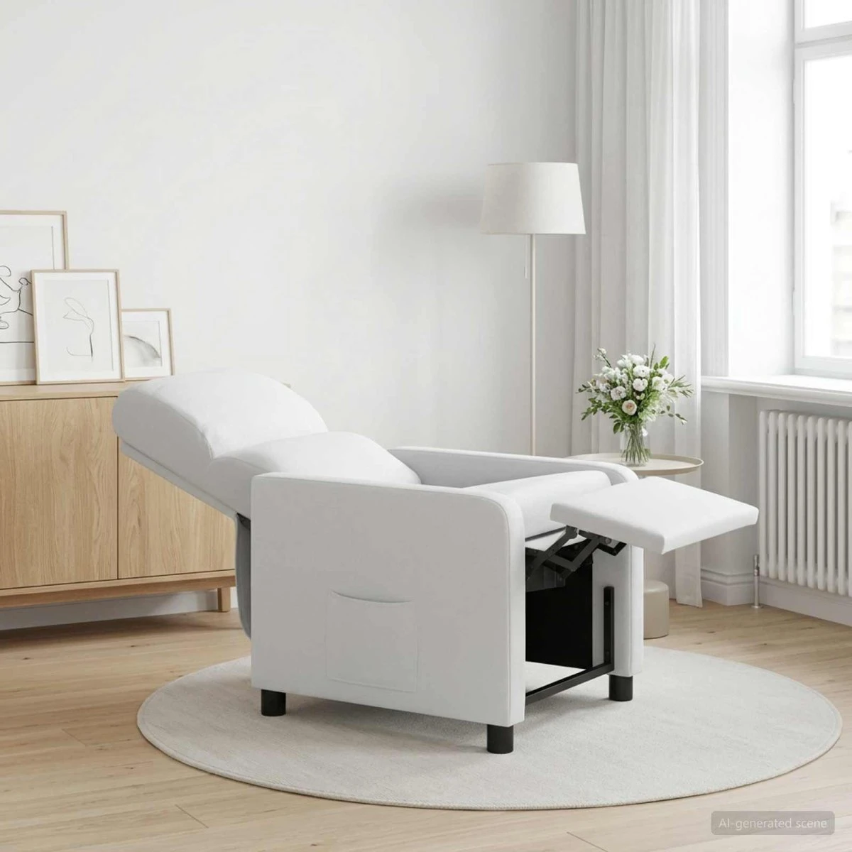 vidaXL Recliner Hvid Polyester med Massage