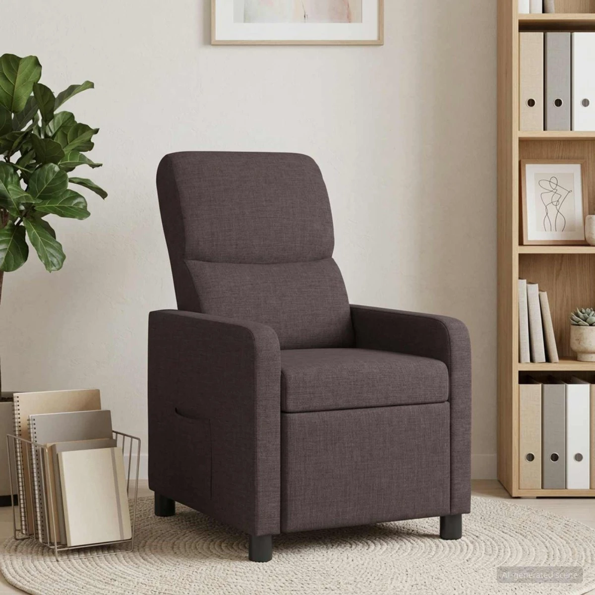 vidaXL Recliner Mørk Brun Polyester med Massage
