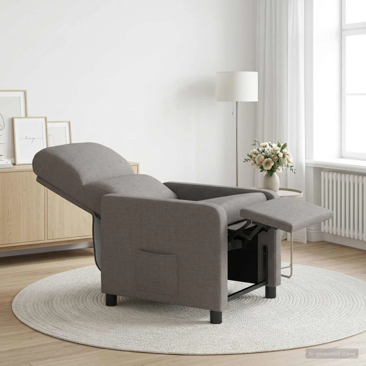 vidaXL Recliner Gråbrun Polyester med massagefunktion
