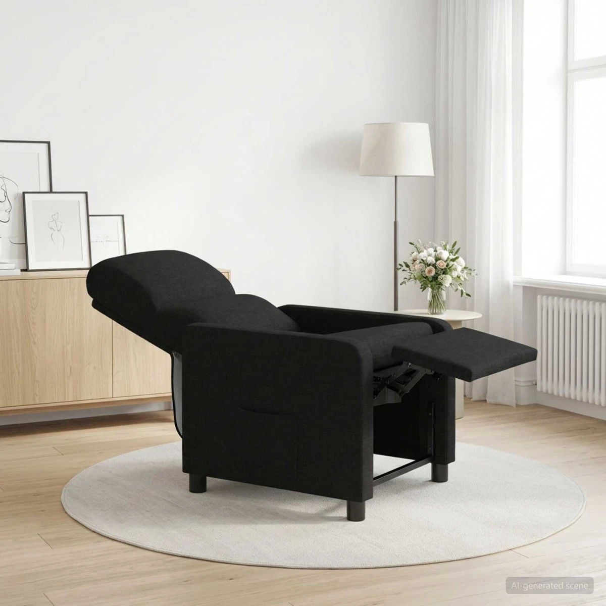 vidaXL Recliner Massagelænestol - Sort Polyester
