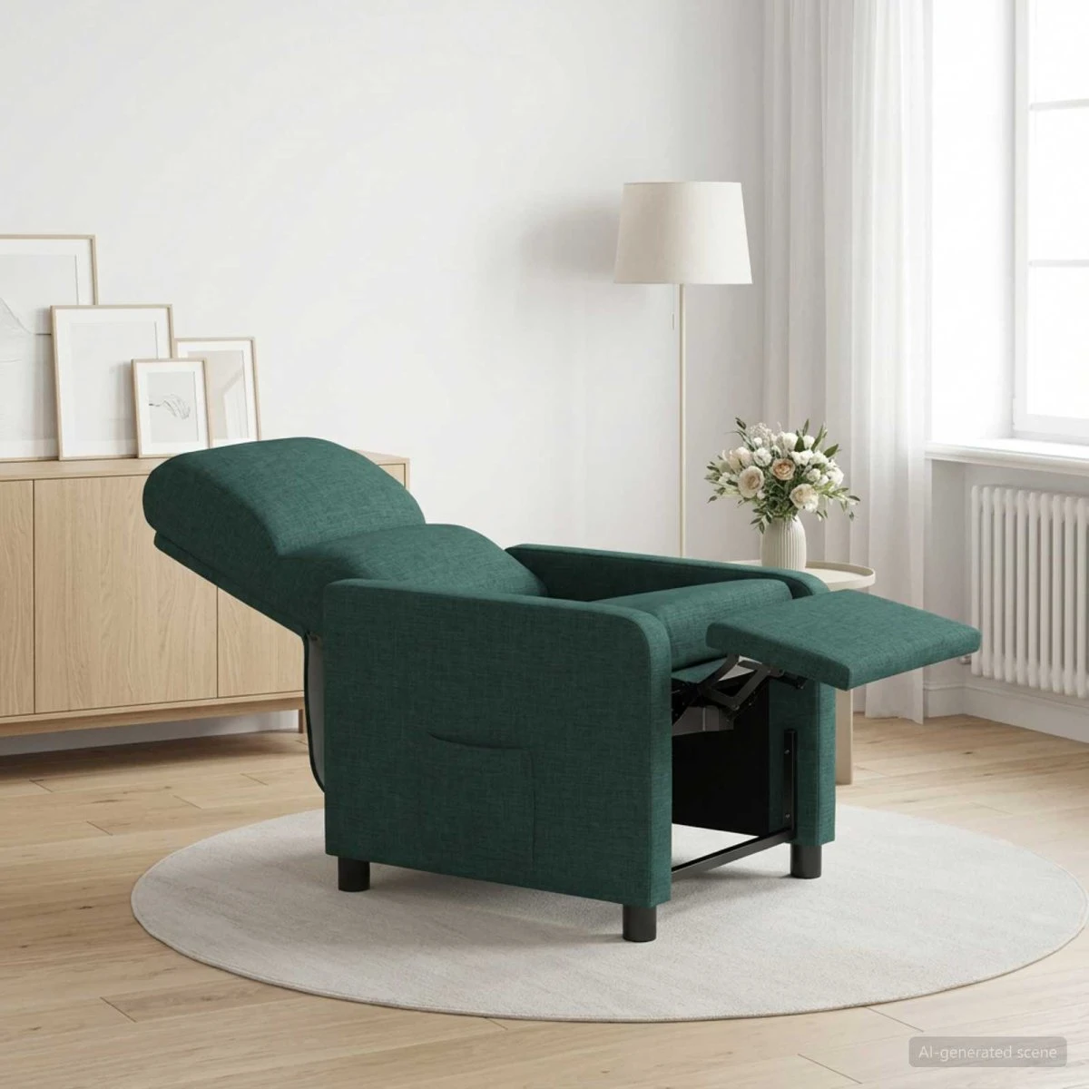 vidaXL Recliner Mørkegrøn Polyester med Massagefunktion