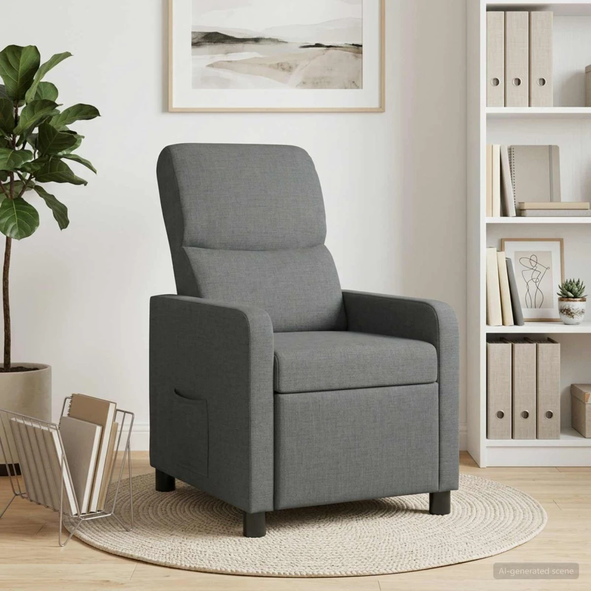 vidaXL Recliner Mørkegrå Polyester med Massage