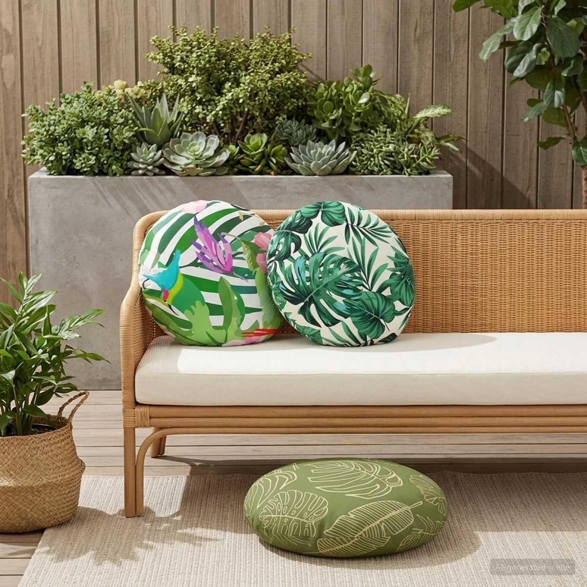vidaXL HEERLEN Pudebetræk 2 stk. Bladdesign Ø 60 cm