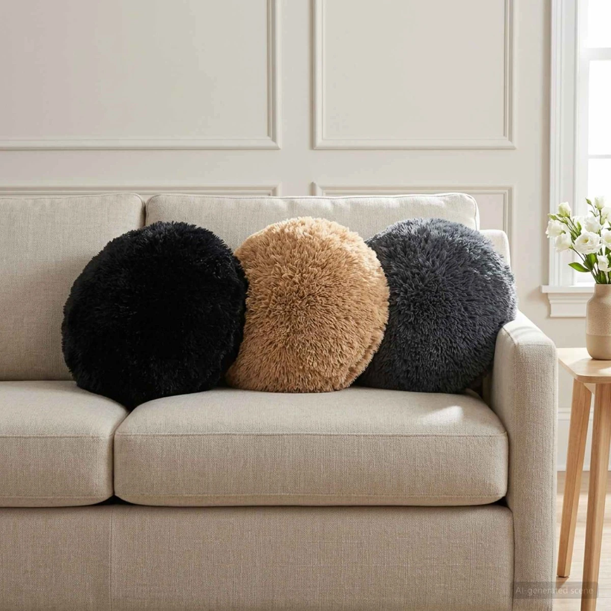 vidaXL HEERLEN Pudebetræk 6 stk. Gråbrun Ø 30 cm PV Fleece