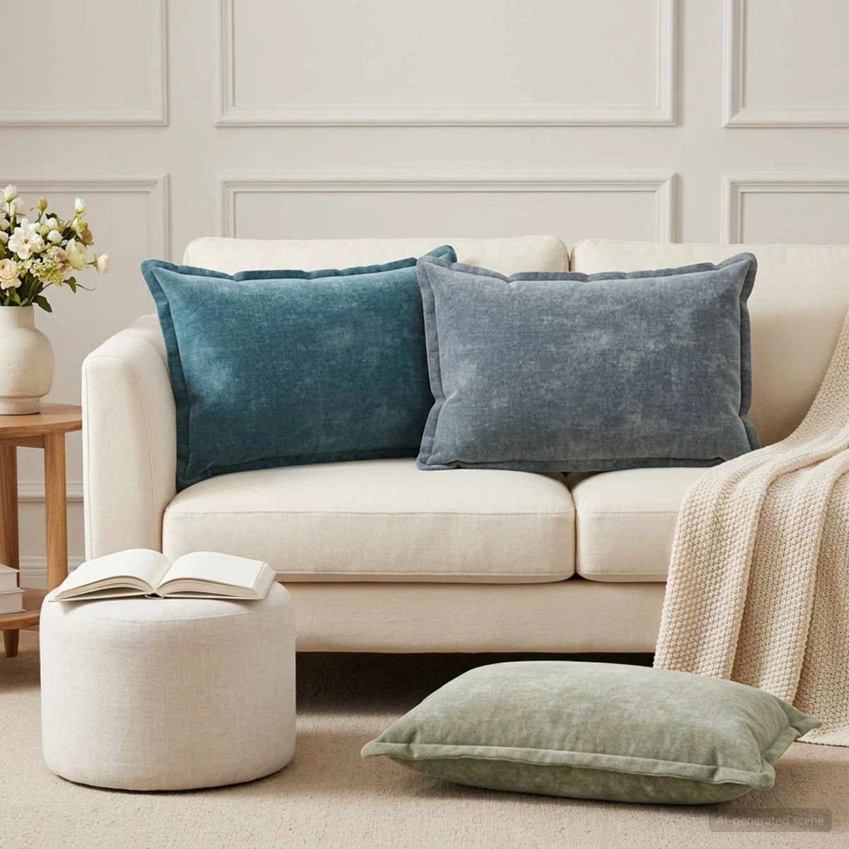 vidaXL HOUTEN Pudebetræk 2 stk. Grøn 50 x 70 cm Chenille