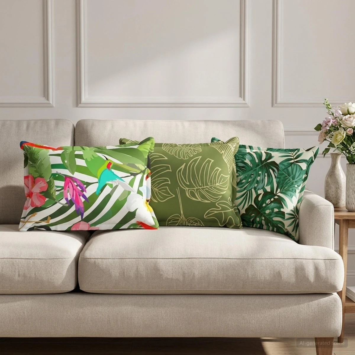 vidaXL HOUTEN Pudebetræk 2 stk. Bladdesign 40 x 60 cm