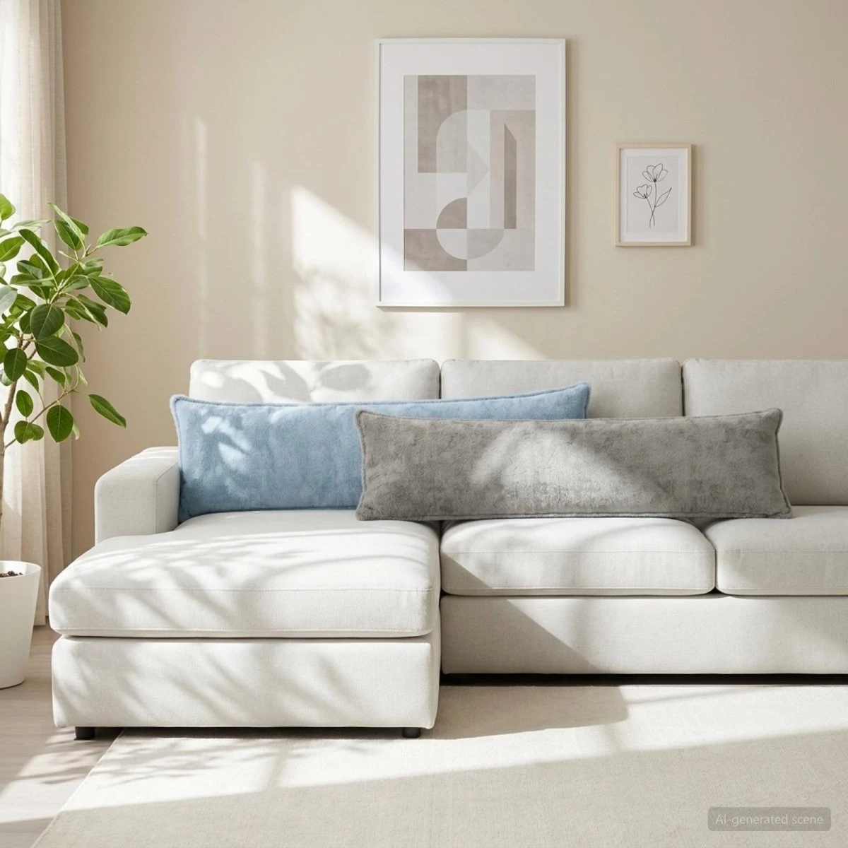 vidaXL HOUTEN Pudebetræk 2 stk. Lyseblå 40 x 145 cm Faux Kaninpels