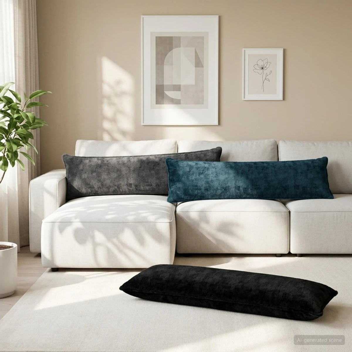 vidaXL HOUTEN Pudebetræk 2 stk. Mørkeblå 40x145 cm Faux Kaninpels