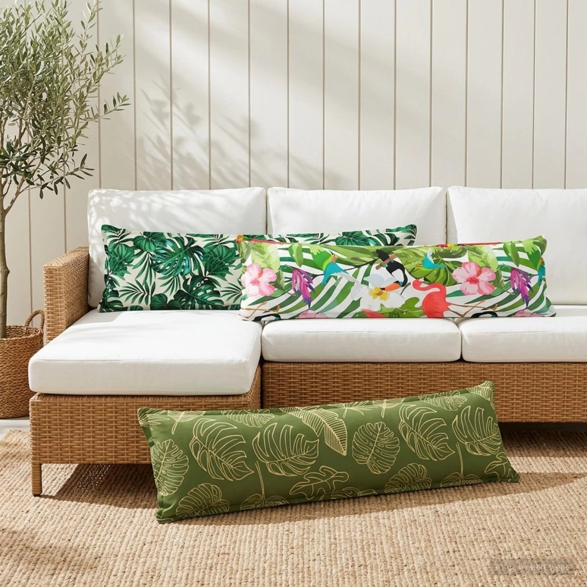 vidaXL HOUTEN Pudebetræk 2 stk. Bladdesign 40 x 145 cm
