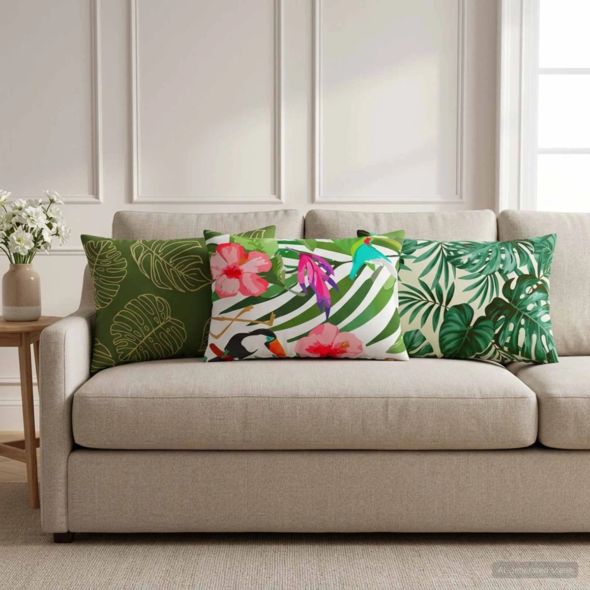 vidaXL HEERLEN Pudebetræk 2 stk. Bladdesign 40x60 cm Polyester
