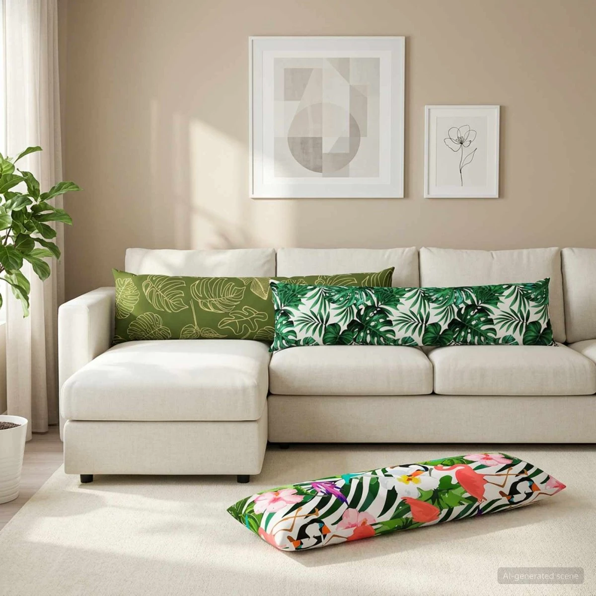 vidaXL HEERLEN Pudebetræk Bladmønster 40 x 145 cm Polyester