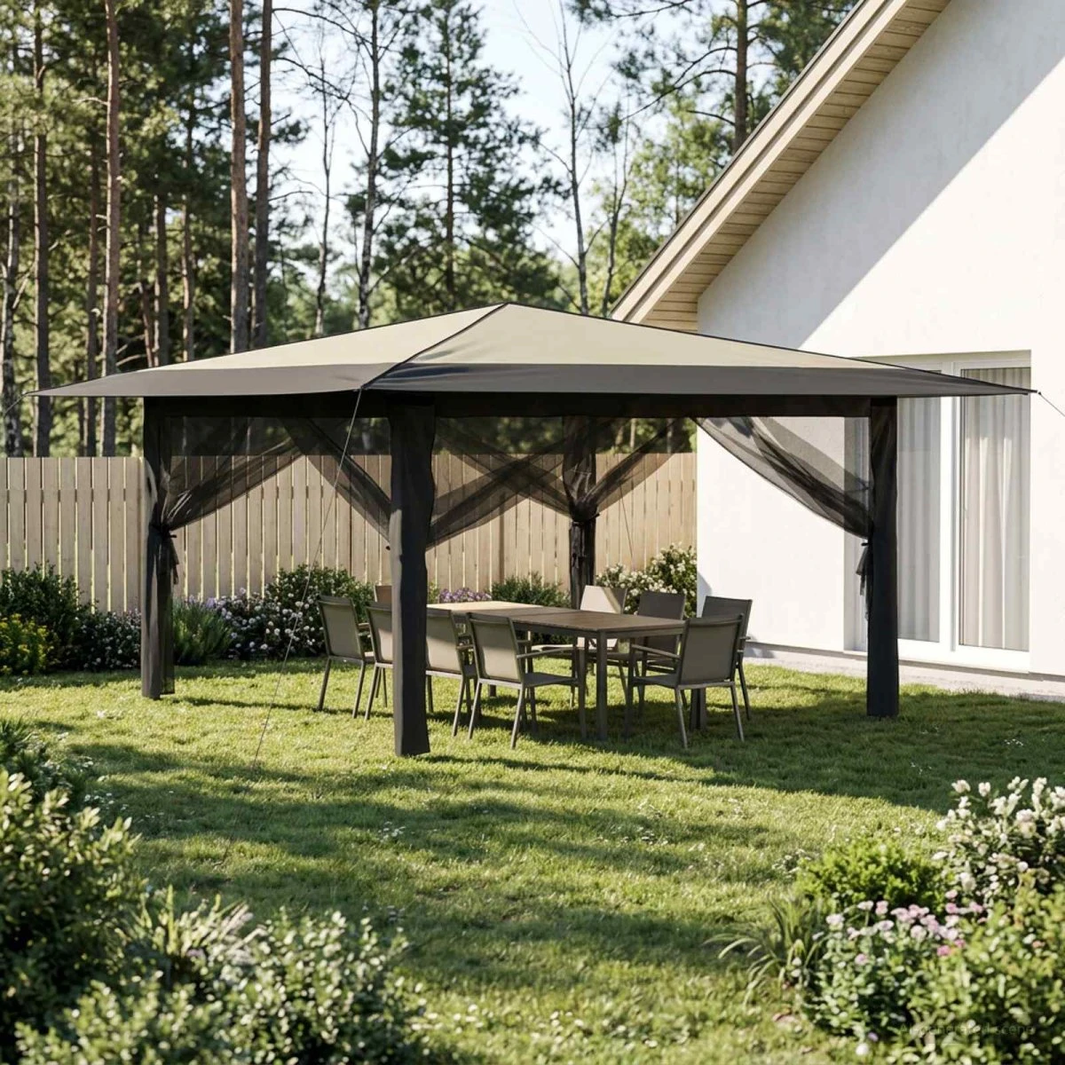 vidaXL Gazebo 4 x 4 m - Creme & Antracit med 4 sider