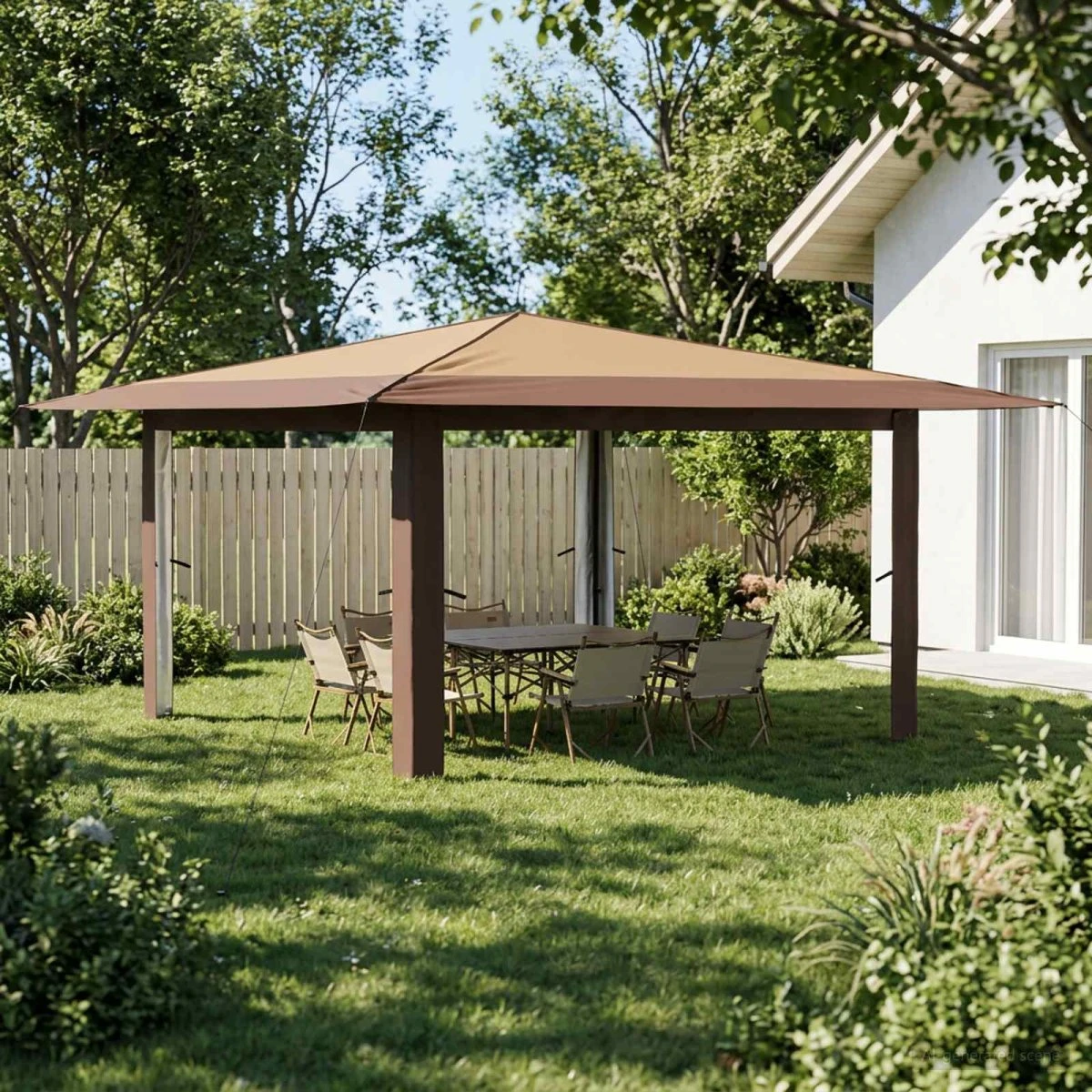 vidaXL Gazebo 4 x 4 m Beige og Brun uden sidevægge