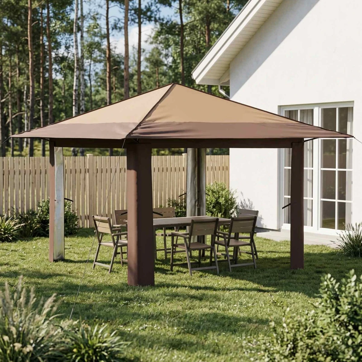 vidaXL Gazebo uden sider 3,3 x 3,3 m - Beige og Brun