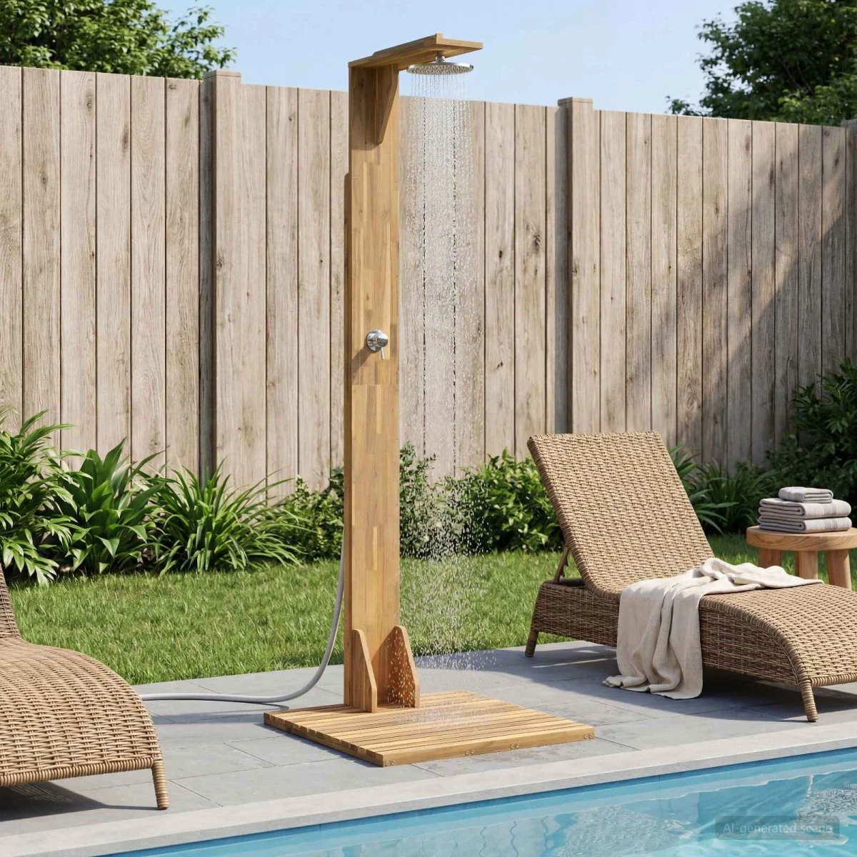 vidaXL Udendørs bruser i akacietræ og rustfrit stål, 219 cm