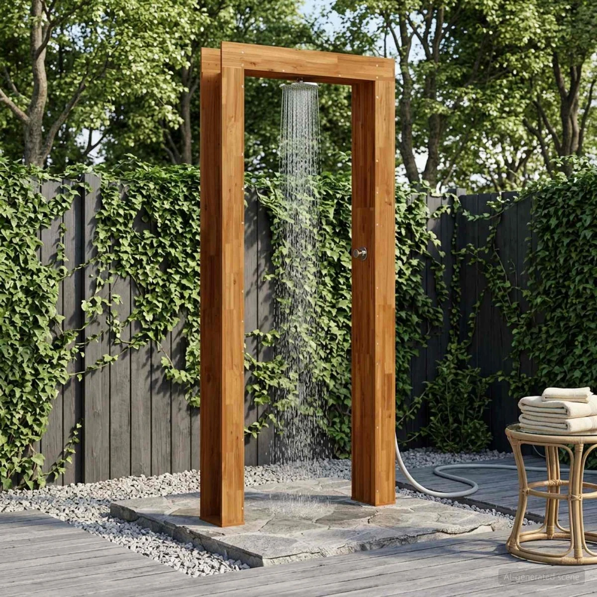 vidaXL Udendørs bruser 226 cm i akacietræ og rustfrit stål