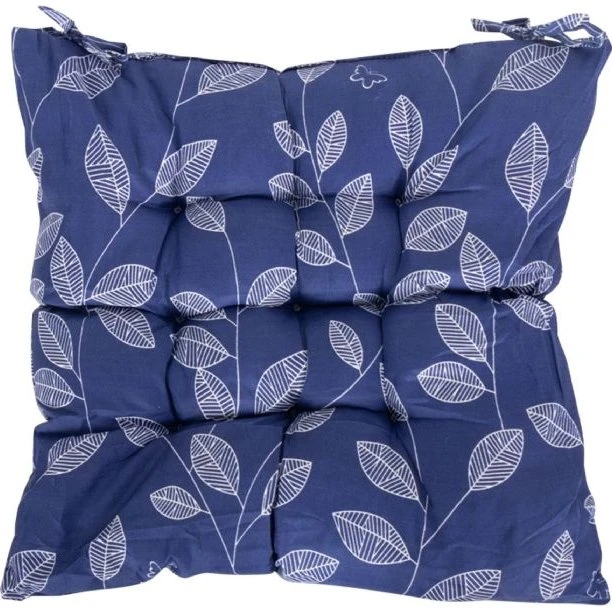 Blå havehynde 35x35x6 cm med hvide blade