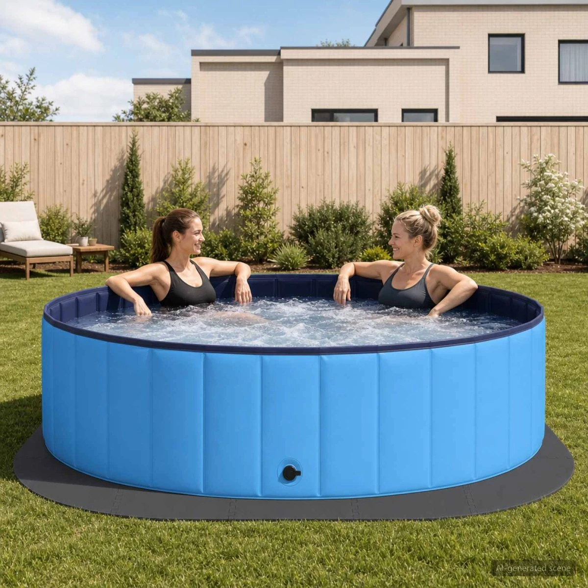 vidaXL Poolbundmåtte Ø 292 cm - 25 stk. Sort EVA-skum
