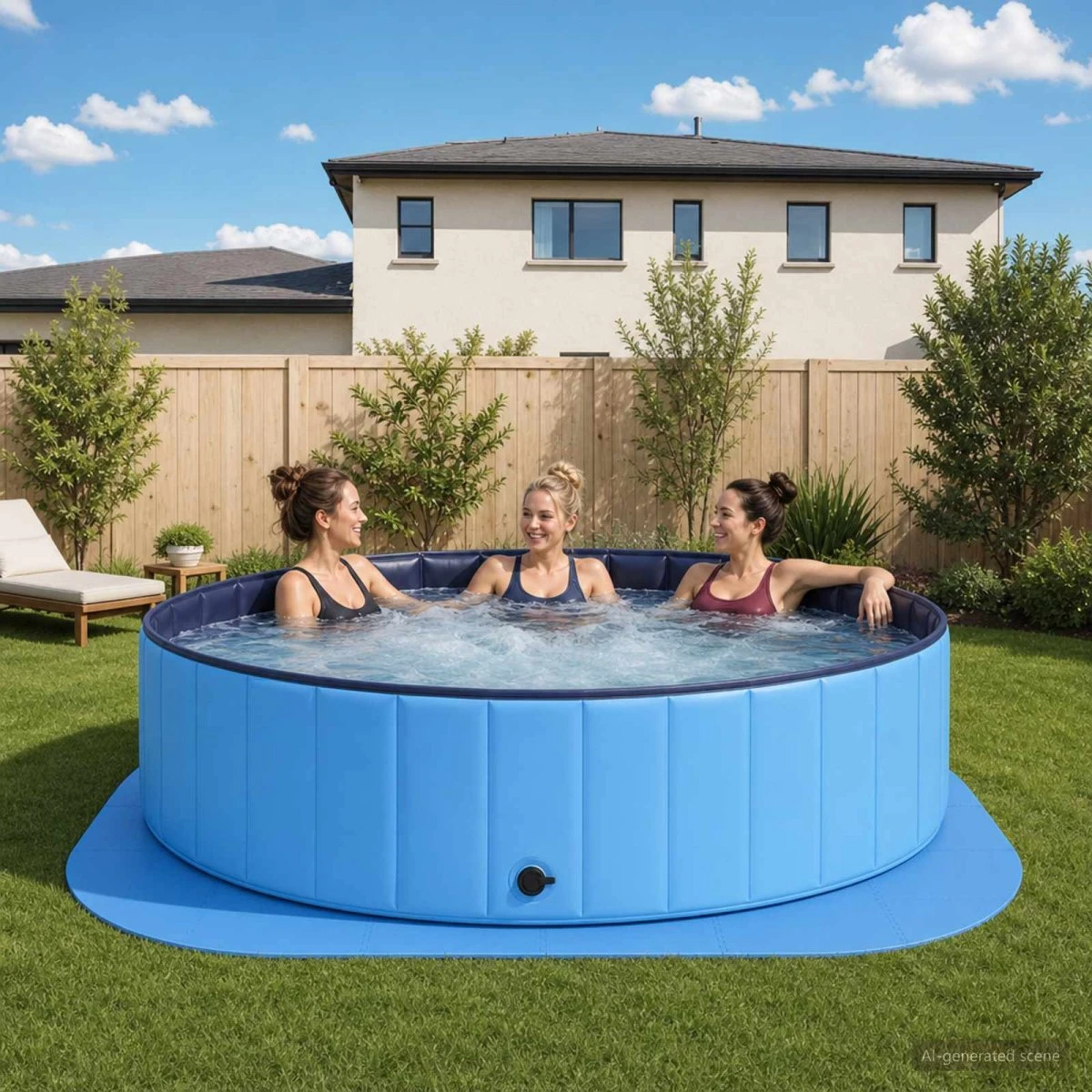 vidaXL Poolbundmåtte Ø 350 cm, 36 stk. Blå EVA-skum