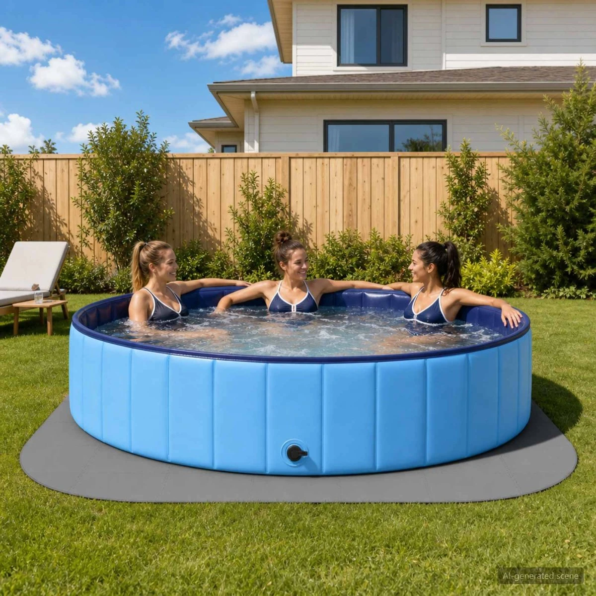 vidaXL Poolbundmåtte Ø 408 cm 49 stk. Grå EVA-skum
