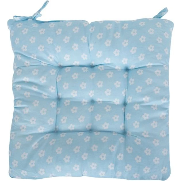 Stolehynde 35x35x6 cm - Lyseblå med blomster