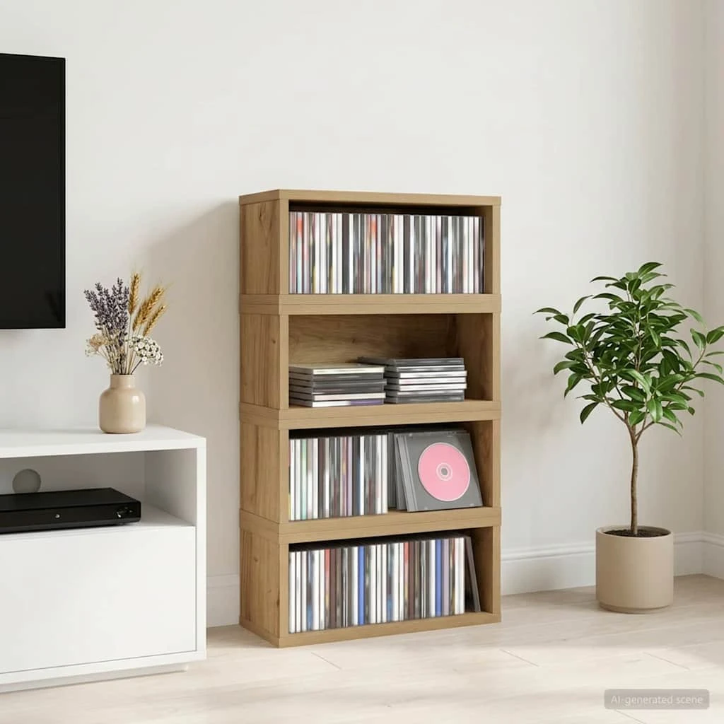 vidaXL CD Opbevaringsrække 4 stk. Artisan-eg 40 x 17 x 17 cm