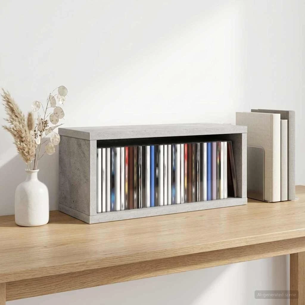 vidaXL CD Opbevaringsrække Betongrå 40 x 17 x 17 cm