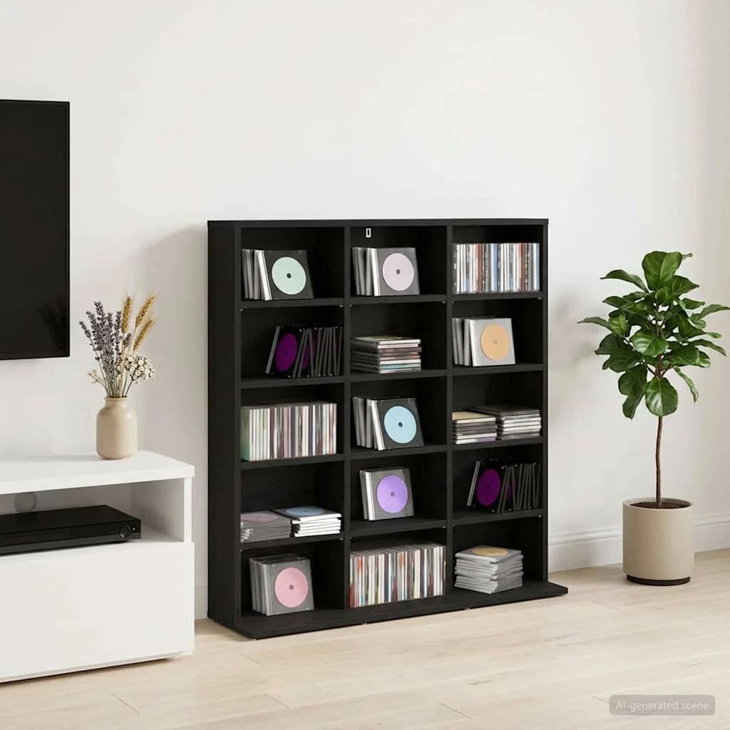 vidaXL CD-skab Sort Eg - 96 x 23,5 x 97,5 cm