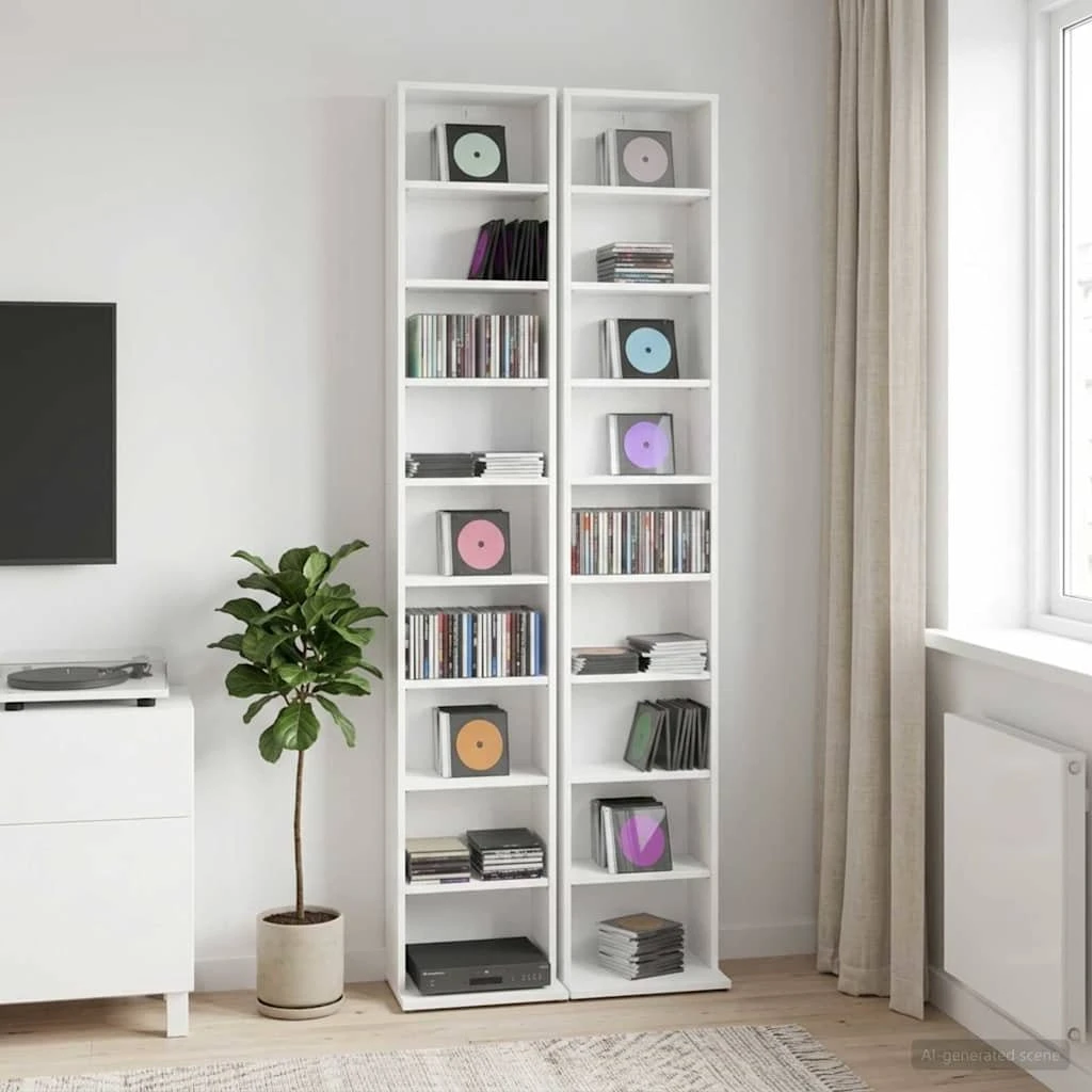 vidaXL CD-skab 2 stk. Hvid 33 x 23,5 x 175 cm