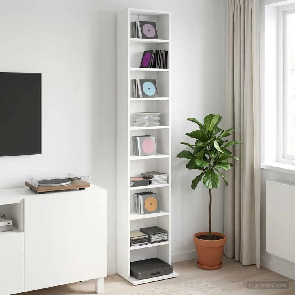vidaXL CD Skab Hvid 33 x 23,5 x 175 cm i konstrueret træ