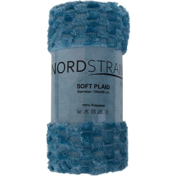 Fleece tæppe 150x200 cm - Blød blå vaffelstruktur