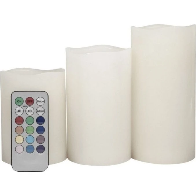 LED bloklys 3-pak med fjernbetjening – hvid, 7,5/11,5/15 cm