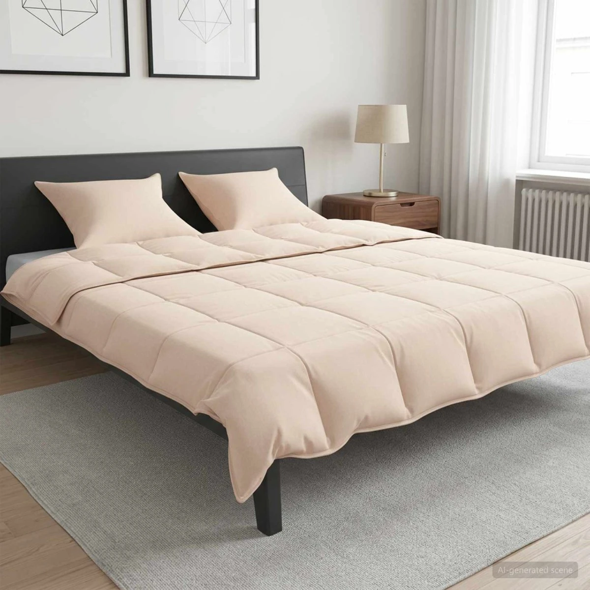 vidaXL Dynesæt 2 stk. 260 x 240 cm Beige Kapok Fiber
