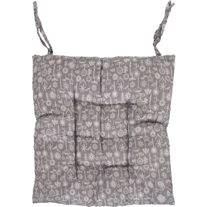 Stolehynde 35x35x6 cm - Grå med hvide blomster