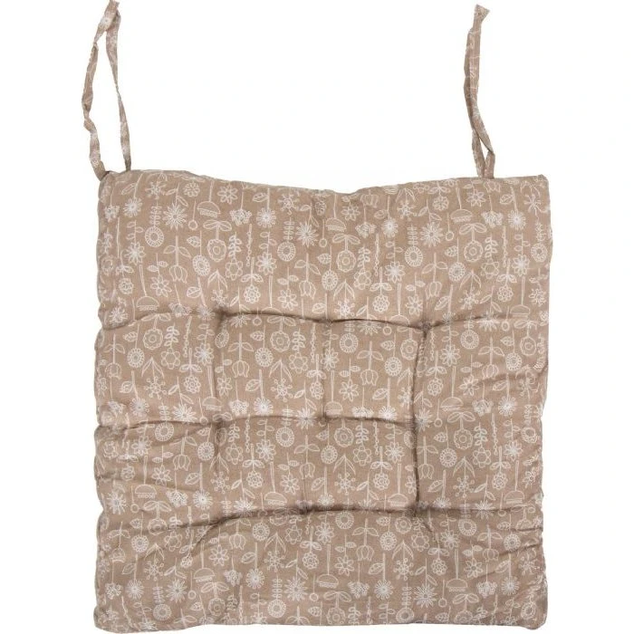 Stolehynde 35x35x6 cm - Brun med hvide blomster